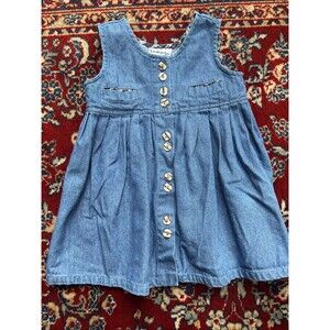 Samara Vintage Girls Denim Dress 2T Buttons Pocket
